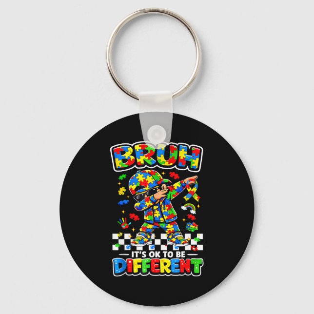 Bruh to be different puzzle autism awareness boy keychain (Front)
