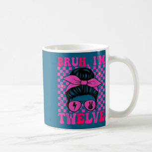 Bruh twelve 12 12th birthday girls groovy 12 years coffee mug