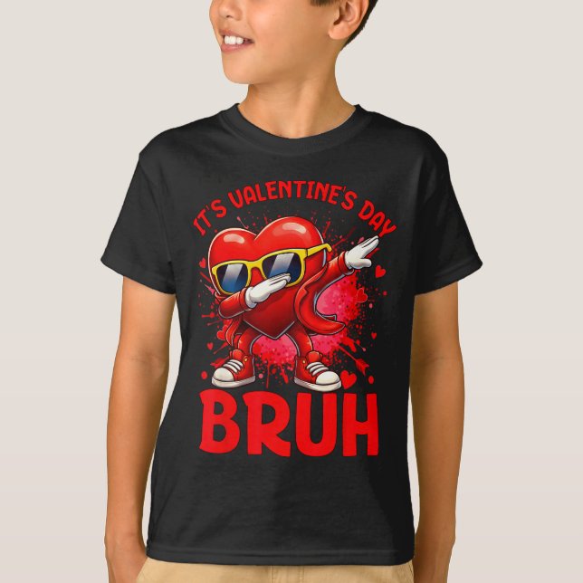Bruh Valentines Day Boys Kids Funny Heart Valentin T-Shirt (Front)