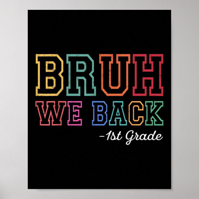 Bruh We Back 1st Grader First Day Of School Back T Poster (Front)