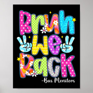 Bruh We Back Bus Monitors Chequered Back To School Poster