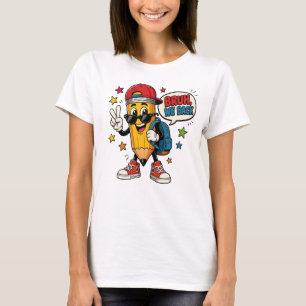 Bruh We Back Pencil Mascot Back to School Teacher T-Shirt