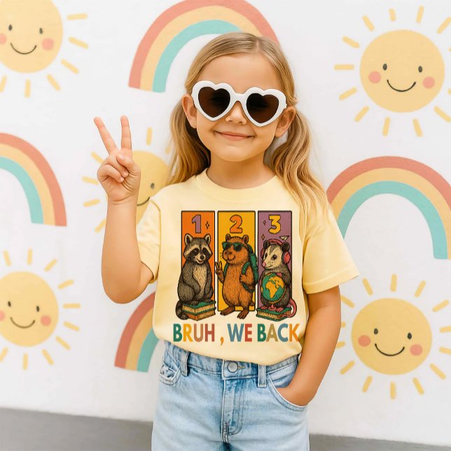  Bruh We Back  Raccoon Capybara Opossum School Bac T-Shirt (kindergarten rocks

1st grade crew

2nd grade squad

third grade ready

fourth grade rules

)
