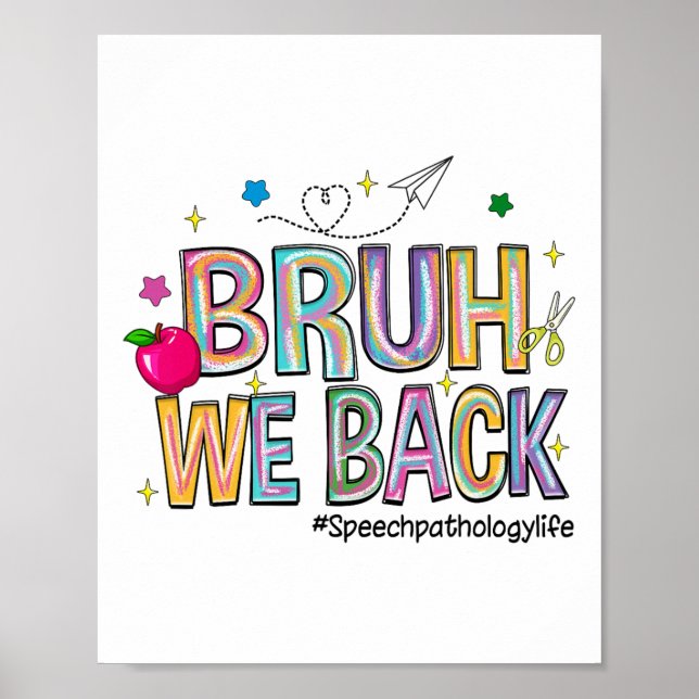 Bruh We Back Speech Pathology Life Funny Back To S Poster (Front)