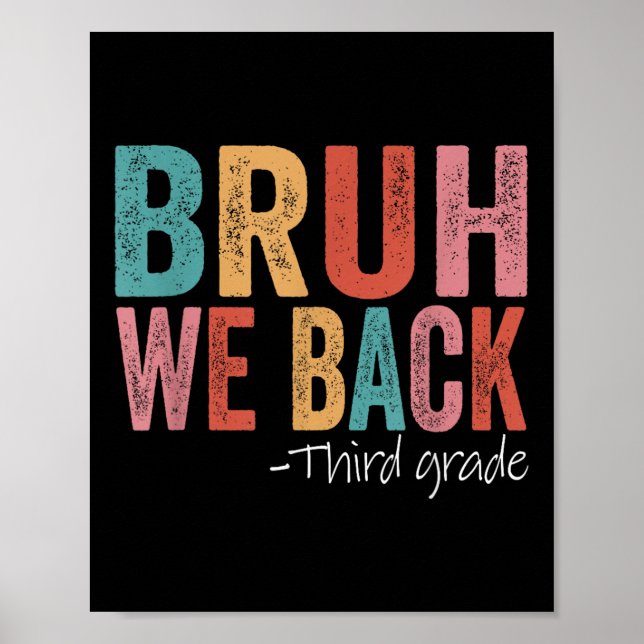 Bruh We Back Third 3rd Grade Back To School Retro  Poster (Front)