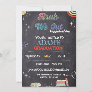 Bruh We Out Chalkboard pre k Graduation  Invitation