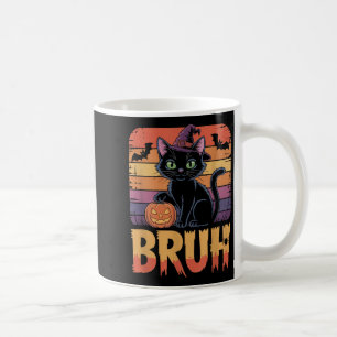 Bruh Witch Cat Pumpkin Halloween Shirt Teens Meme  Coffee Mug