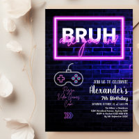 Bruh, You In? Neon Arcade Video Games Boy Birthday