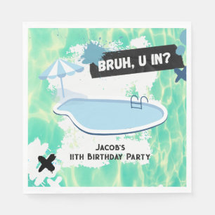 Bruh You In Summer Pool Party Teen Boy Birthday Napkin