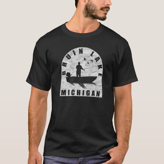 Bruin Lake Fishing Michigan T-Shirt (Front)