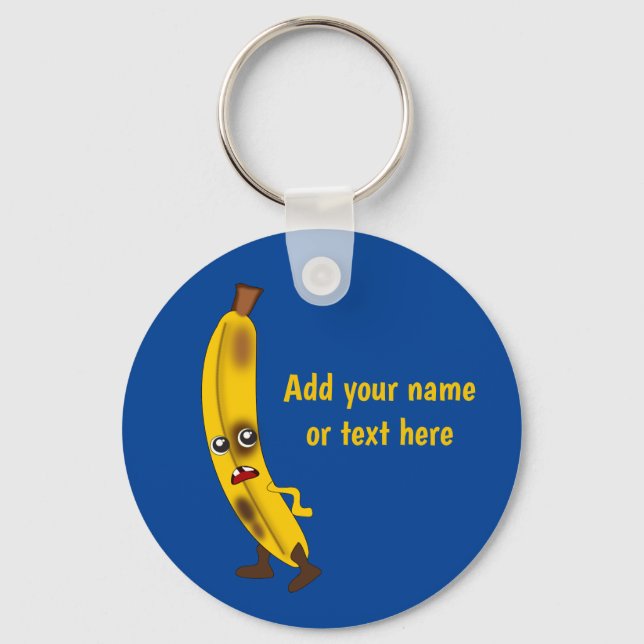 Bruised Banana bad attitude toon fruit - your text Keychain (Front)