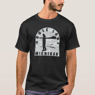 Brule Lake Ice Fishing Michigan T-Shirt