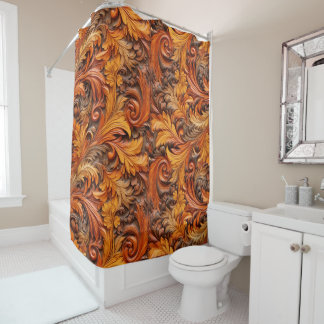 Brûlé orange 3d rideau de douche à fleurs