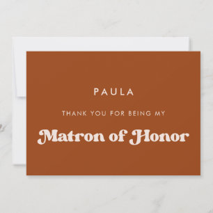 Brûlé Orange Matron d'honneur Carte de remerciemen