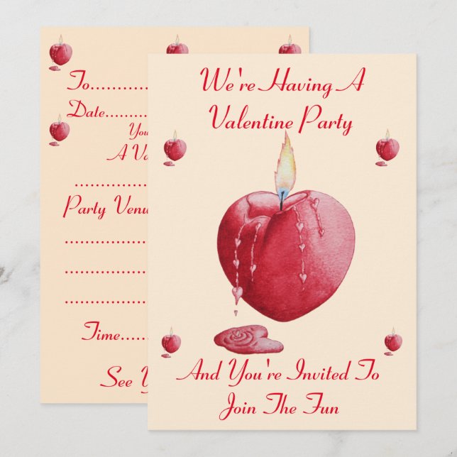 brûler amour coeur valentines invitation de fête (Devant / Derrière)