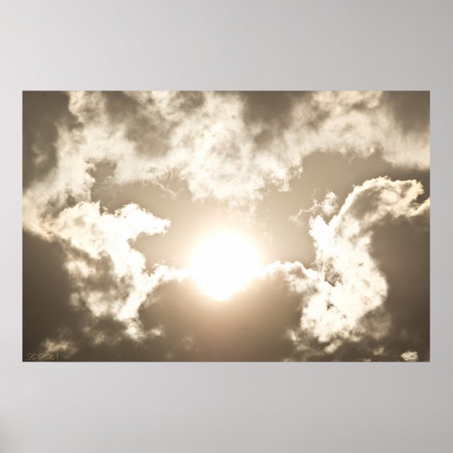 Brûler bronze lever soleil nuages tempête Poster (Devant)