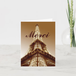 Brun de carte de remerciements de Paris de Tour