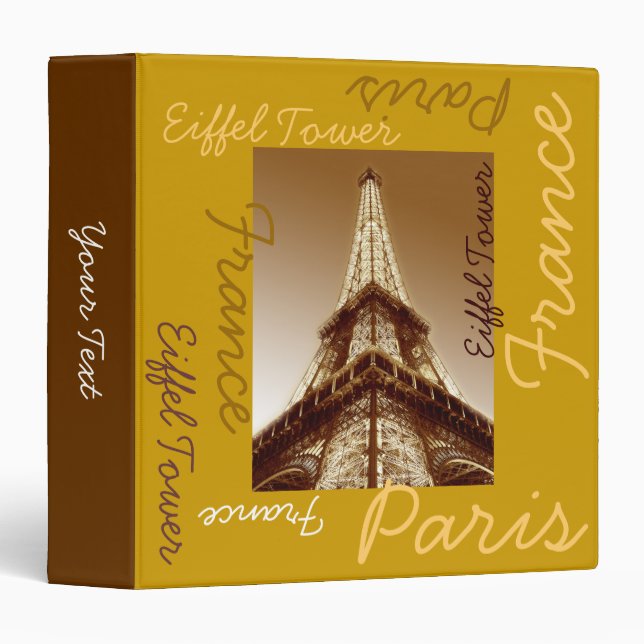 Brun de classeur de Paris France de Tour Eiffel (Devant/Côté)