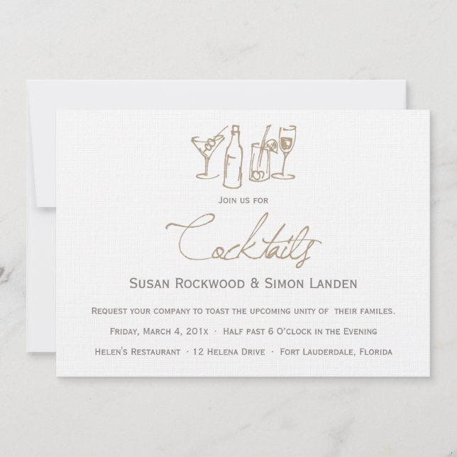 Brun des invitations | de cocktail de mariage (Devant)