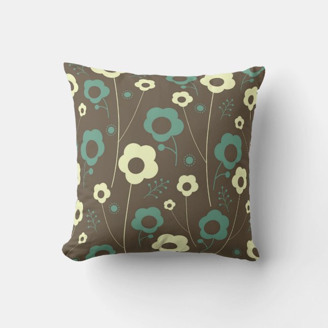 Brun et coussin floral turquoise (Recto)