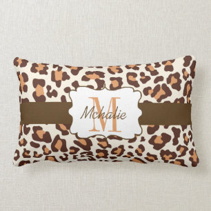 Brun fait sur commande de léopard, Tan, coussin
