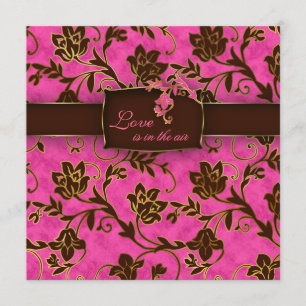 Brun floral de rose d'or élégant de faire-part de