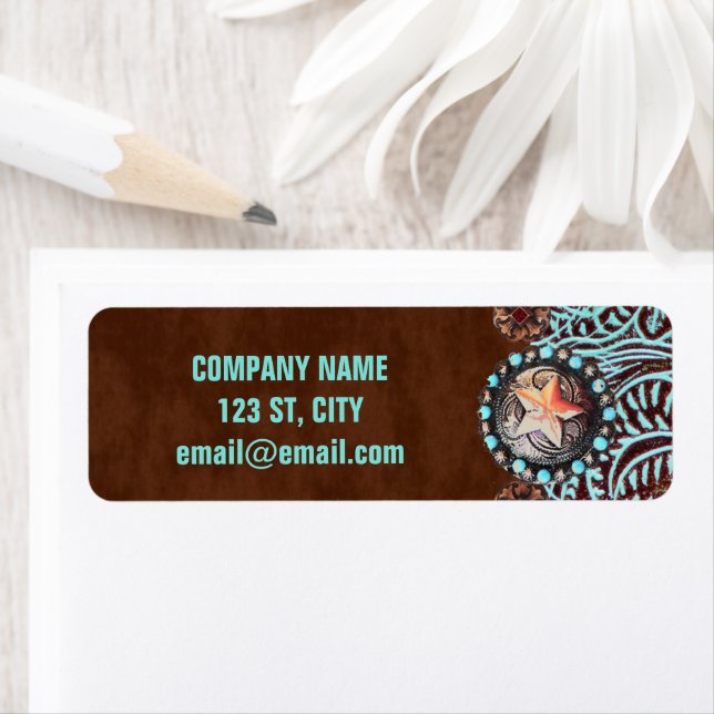 brun turquoise western pays à outils cuir (En situation)