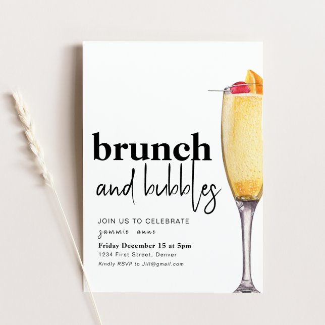 Brunch and Bubbles Party Invitation Template (Creator Uploaded)