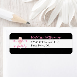 Brunch and Bubbly Black and white Return Address