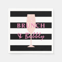 Brunch and Bubbly Black and white Stripe | Pink