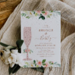 brunch and bubbly blush floral bridal shower invitation<br><div class="desc">A blush wedding theme design with white painted flowers for a bridal brunch. A perfect design for your summer wedding. You can personalize the text and colour detail on this wedding invite template.</div>