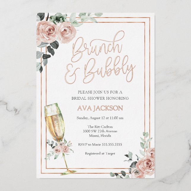 Brunch and Bubbly Blush Florals Bridal Shower (Front)