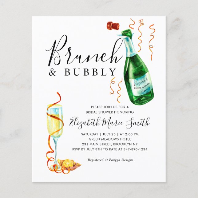 Brunch and Bubbly Bottle Bridal Shower Invitation (Front)