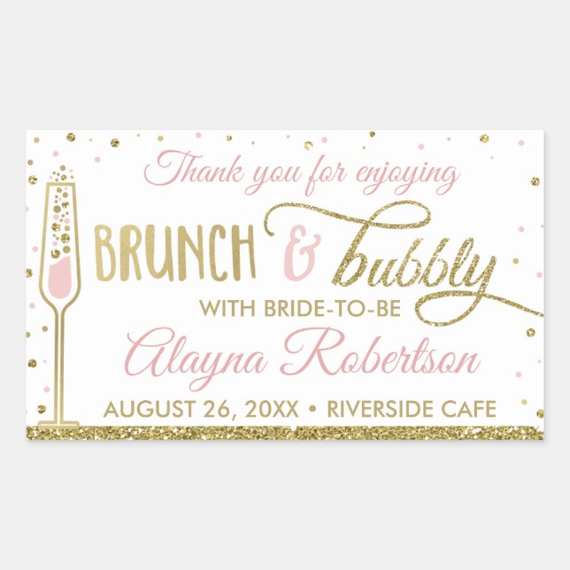 Brunch and Bubbly Bottle Wrapper, Faux Glitter Sticker (Front)