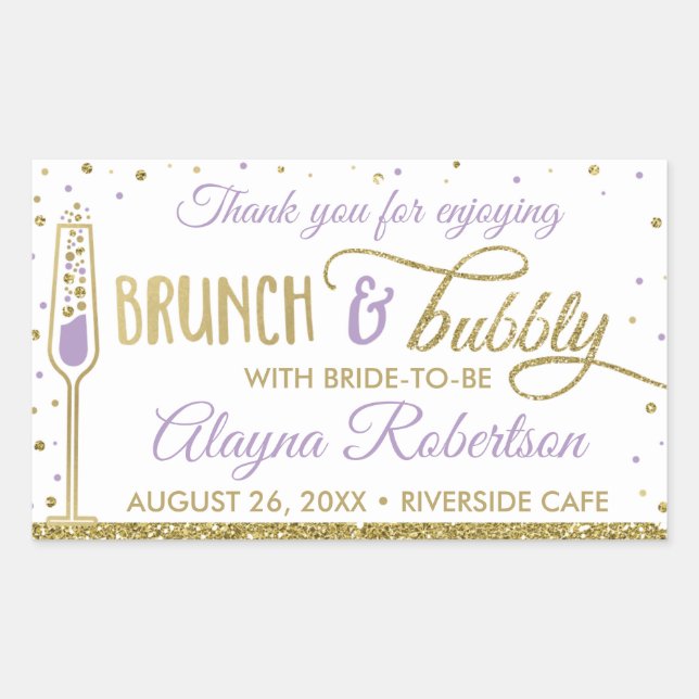 Brunch and Bubbly Bottle Wrapper, Faux Glitter Sticker (Front)