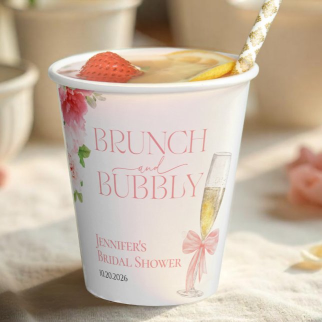 Brunch and Bubbly | Bow Wild Garden Bridal Shower Paper Cups (Creator Uploaded)