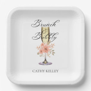 Brunch and Bubbly Bridal Shower 9" Square Paper Plate