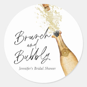 Brunch and Bubbly Bridal Shower Classic Round Stic Classic Round Sticker