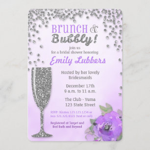 Brunch and Bubbly Bridal Shower Glitter Invitation