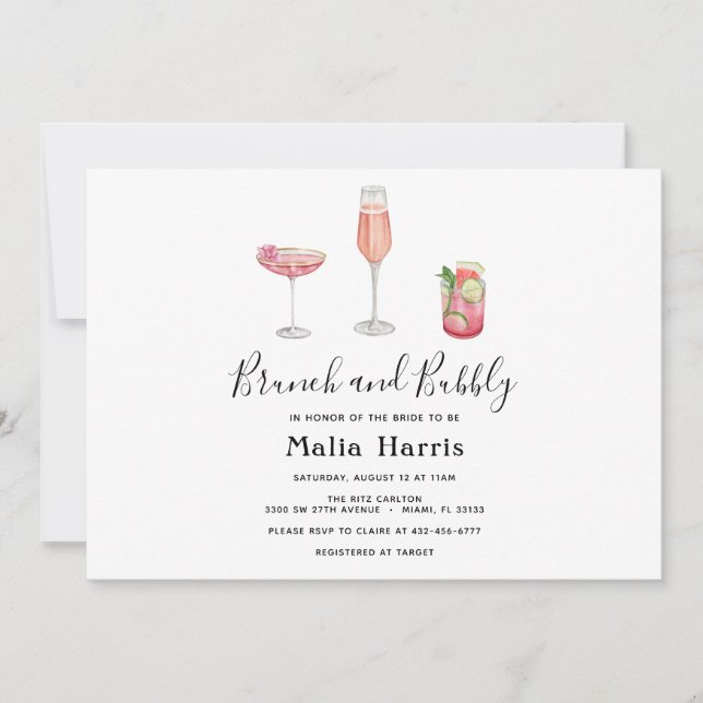 Brunch and Bubbly Bridal Shower invitation (Front)