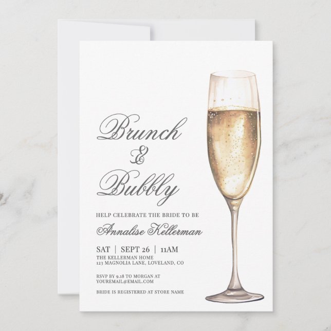 Brunch And Bubbly Bridal Shower Invitation (Front)