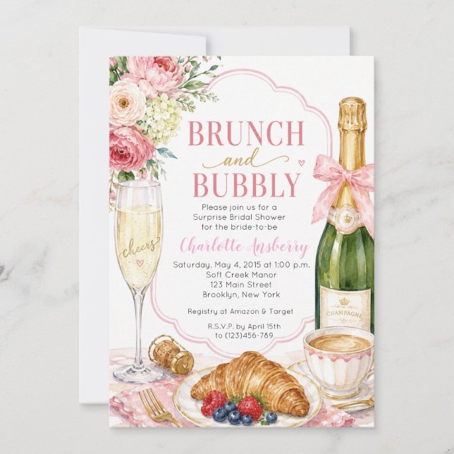 Brunch and Bubbly Bridal Shower Invitation (Front)