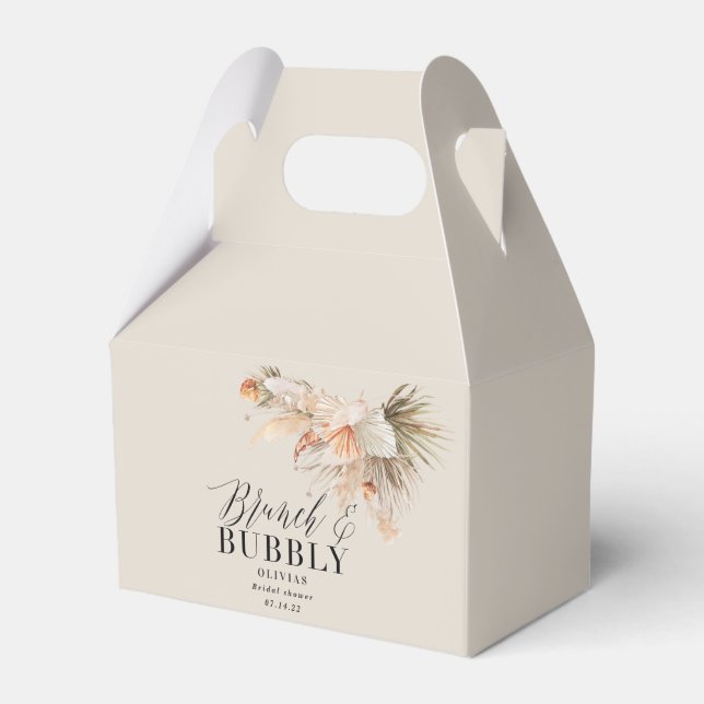brunch and bubbly Bridal shower pampas grass  Favor Box (Front Side)