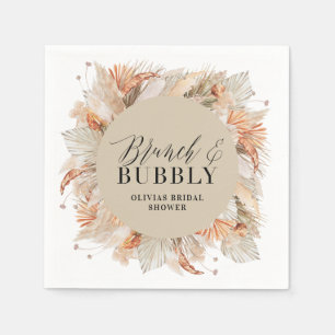 brunch and bubbly Bridal shower pampas grass  Napkin