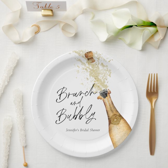 Brunch and Bubbly Bridal Shower Paper Plates (Wedding)