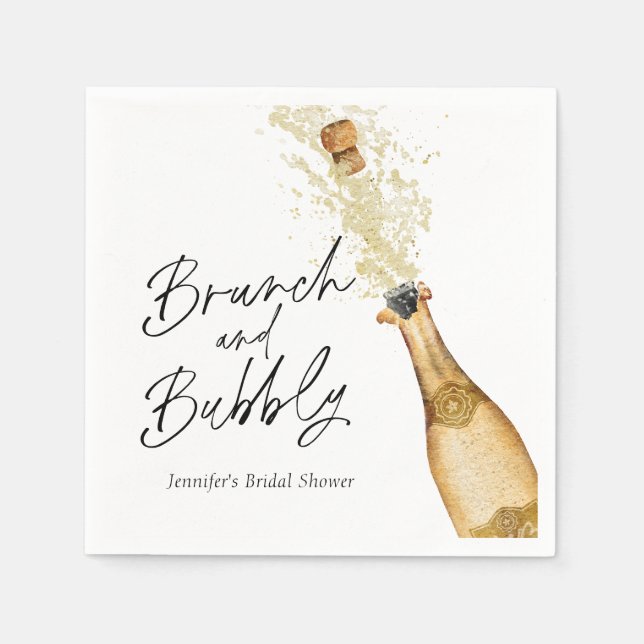 Brunch and Bubbly Bridal Shower Personalized Napkin (Front)
