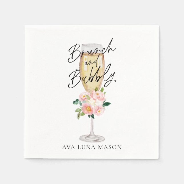 Brunch and Bubbly Bridal Shower Personalized Napkin (Front)
