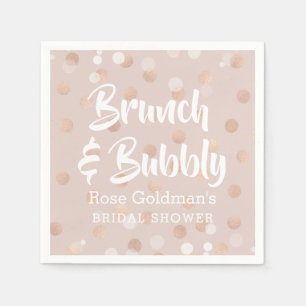 Brunch and Bubbly Bridal Shower Rose Gold Confetti Napkin