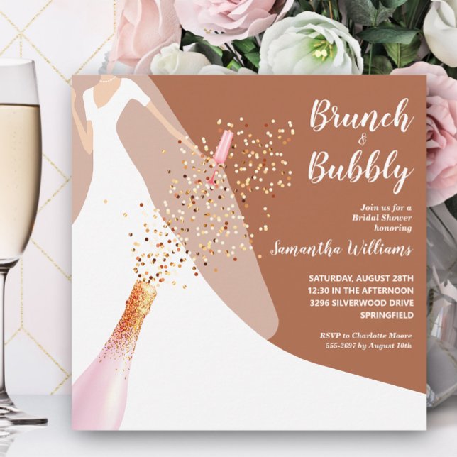 Brunch and Bubbly Bridal Shower Terracotta Invitation (Creator Uploaded)