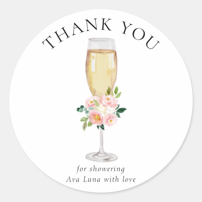 Brunch and Bubbly Bridal Shower Thank you Classic Round Sticker (Front)